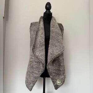 Summit Sportswear Fuzzy Brown / Gray Vest size Medium Oregon Ducks